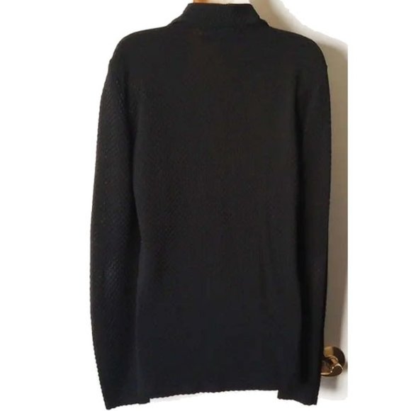 DKNY Dot-Textured Stetch-Knit Button-Down Long Sleeve Blouse L MADE IN USA - Picture 2 of 7